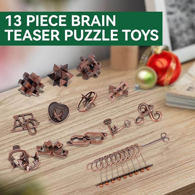 13 Pcs Brain Teaser Puzzles for Adults Teens - Image 3