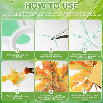WANJAO Masking Fluid for Watercolor Painting, Liquid Masking Tape - Image 6
