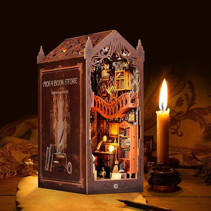 DIY Book Nook Kit, Miniature Dollhouse Bookshelf Insert - Image 5