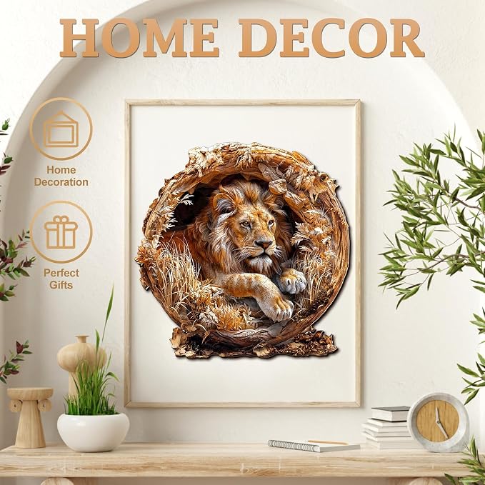 KAAYEE Wooden Puzzles for Adults, 3D Vision Effect Lion King Wooden Jigsaw - Image 6