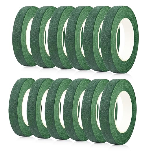 BOMEI PACK Dark Green Floral Tape 12 Rolls 1/2 inch x 30yds by BOMEIPACK