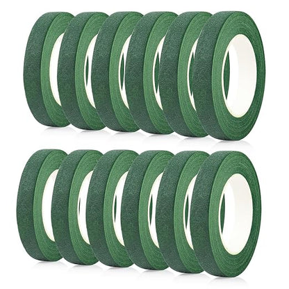 BOMEI PACK Dark Green Floral Tape 12 Rolls 1/2 inch x 30yds by BOMEIPACK