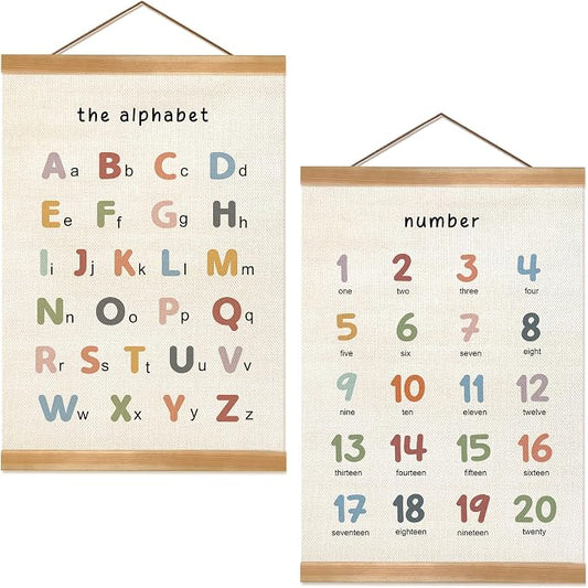 ZTGDA Alphabet Numbers Poster Set of 2, Alphabet Numbers Wall Art, ABC Banner by Unknown