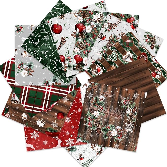 Christmas Scrapbook Paper 12×12, Merry Christmas Tree Deer Patterned Paper by iKammo