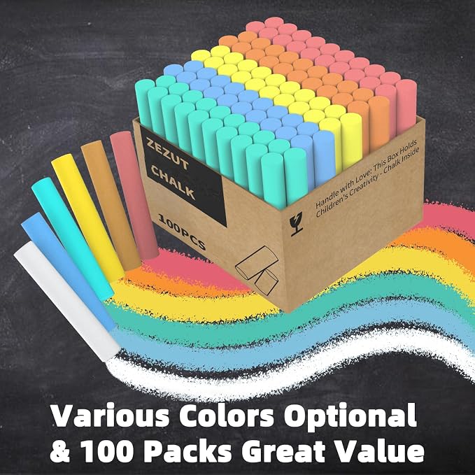 Colored Chalk 100PCS, Low Dust Chalks Stick Bulk - Image 3