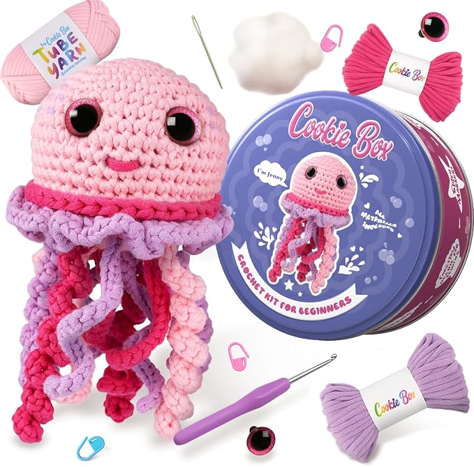 Cookie Box Crochet Kit for Beginners – Gift Set to Make Jellyfish Jenny by CookieBox