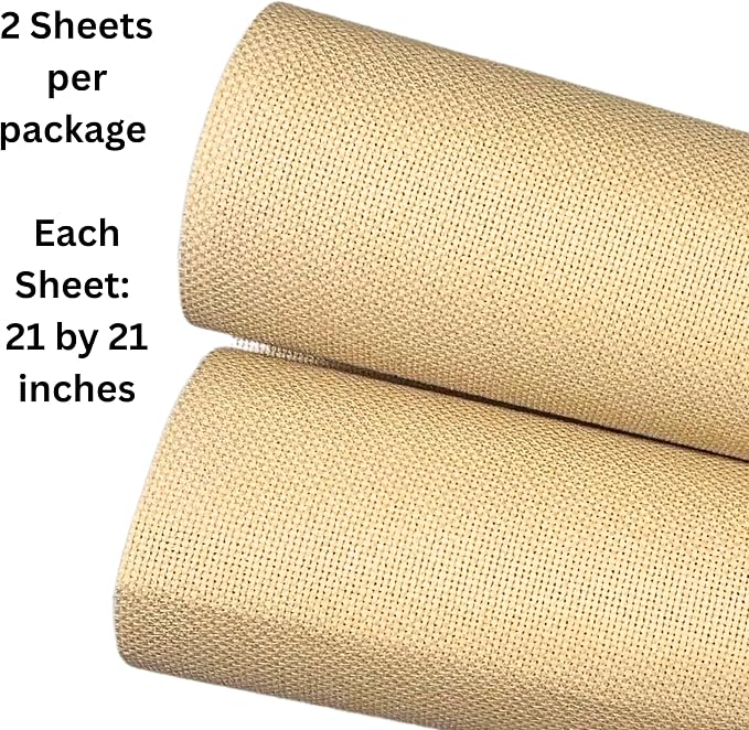 2 Sheets of Wheat 14 Count Aida Cloth – 21 x 21 Inch Pre-Cut Fabric Squares – - Image 2