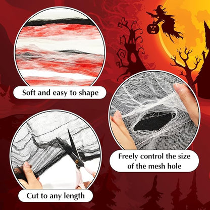 Boao Halloween Cheese cloth 85 x 197 Inch White Black and Bloody Cheesecloth - Image 3