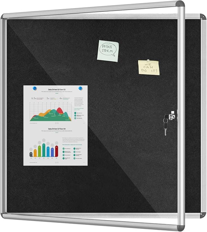 38"x38" Enclosed Bulletin Board, Lockable Weather-Resistant Aluminum Cork by MifuroOfficeProduct
