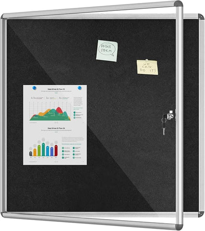38"x38" Enclosed Bulletin Board, Lockable Weather-Resistant Aluminum Cork by MifuroOfficeProduct