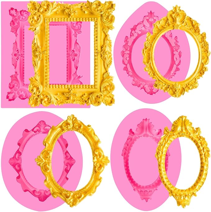 JOERSH 4PCS Baroque Frame Mold, Picture Photo Frames and Mirrors Silicone by JOERSH