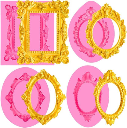 JOERSH 4PCS Baroque Frame Mold, Picture Photo Frames and Mirrors Silicone by JOERSH