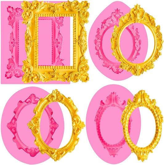 JOERSH 4PCS Baroque Frame Mold, Picture Photo Frames and Mirrors Silicone by JOERSH