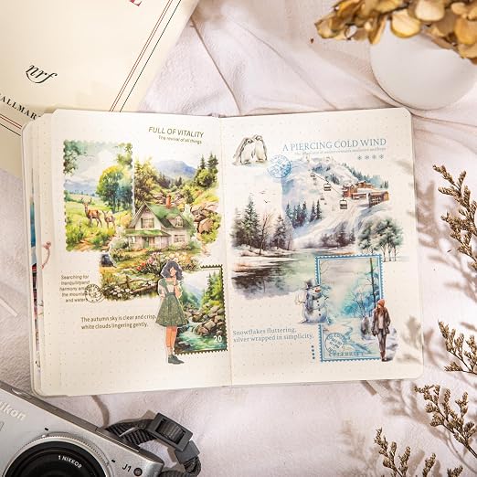 6 Rolls Seasonal Landscape Washi Tape Set, Nature-Inspired Stickers - Image 7