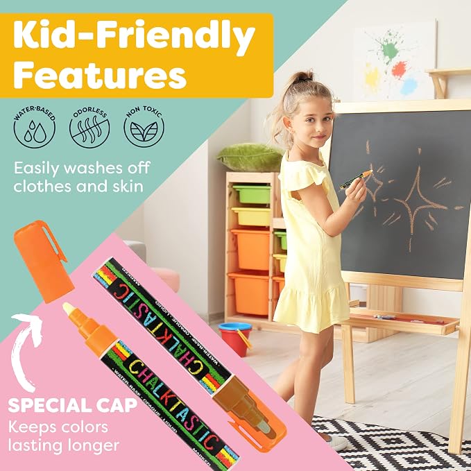 Chalkboard Markers Set of 8 Washable, Erasable Chalk Ink Dry Erase Pens - Image 7
