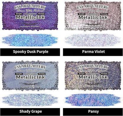 CSY art gallery Pearlescent Liquid Acrylic Ink Set Bottle -Shimmering Purple - Image 2