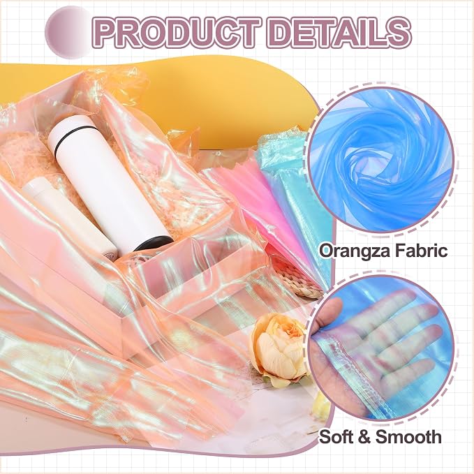 MECCANIXITY Iridescent Sheer Organza Fabric, 2 Yards x 59 Inches Solid Laser - Image 3