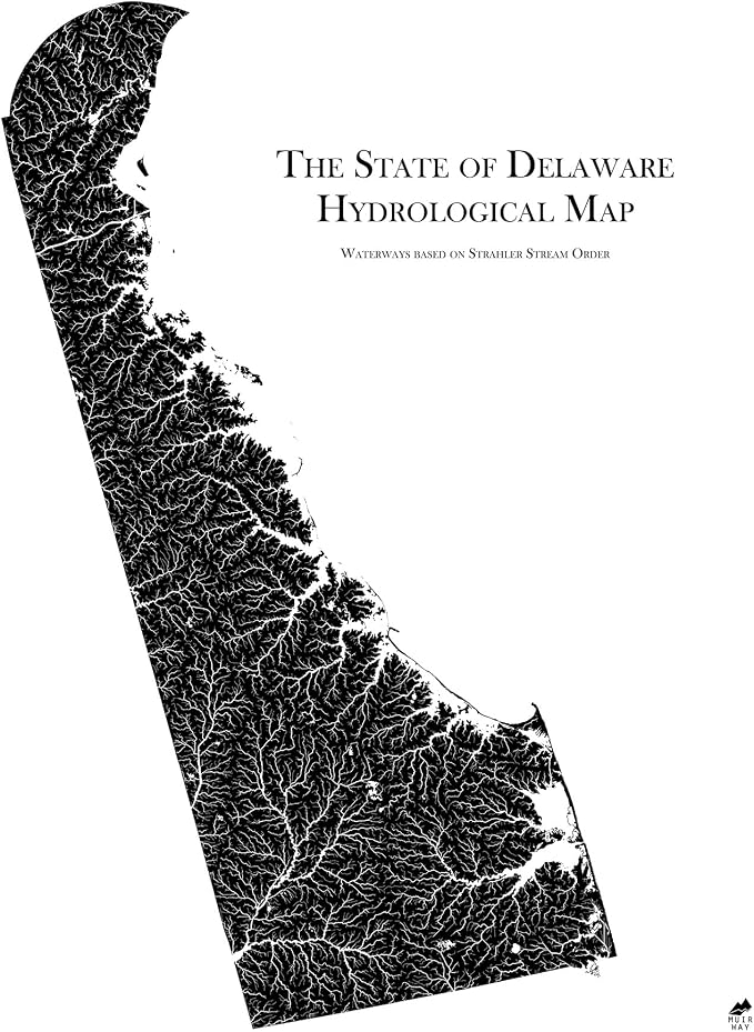 Muir Way Hydrological River Map of Delaware by MuirWay