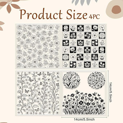 CHGCRAFT 4 Sheets 4 Styles Wildflowers Polymer Clay Texture Sheets Bushes - Image 2