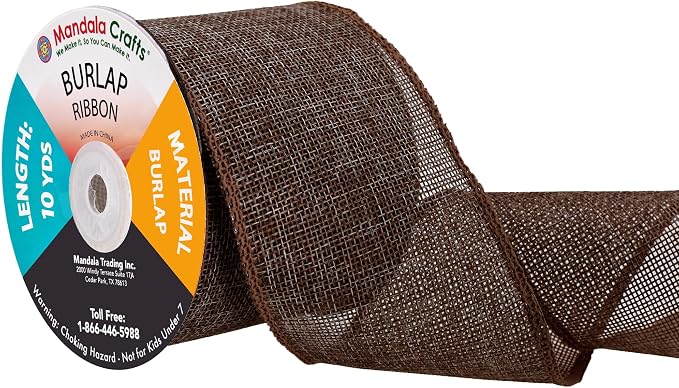 Mandala Crafts Brown Burlap Ribbon 3 Inches Wide Jute Ribbons by MandalaCrafts
