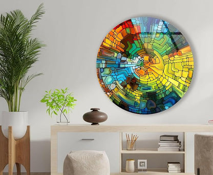 My Photostation.com 10'' Diameter Stained Yellow Round Glass Wall Art Tempered - Image 5