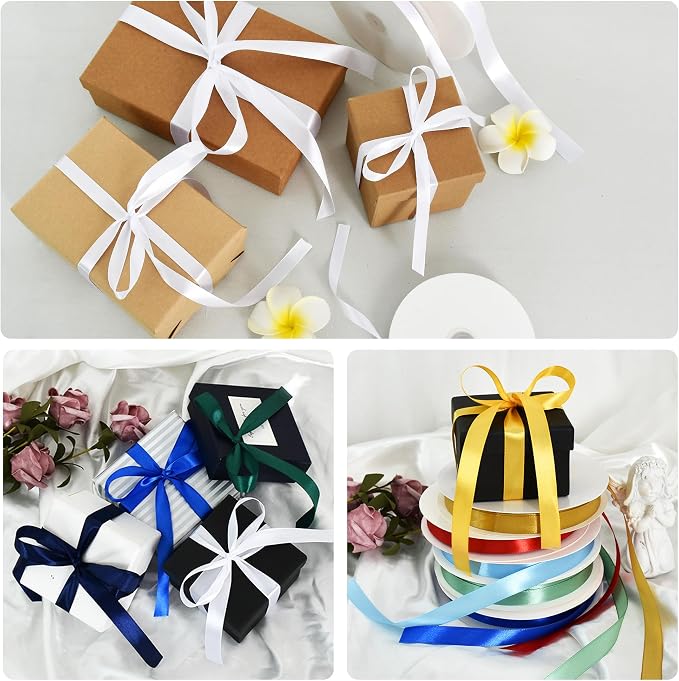 TONIFUL 5/8 Inch x 100yds Black Satin Ribbon Thin Solid Frabic Ribbons - Image 5