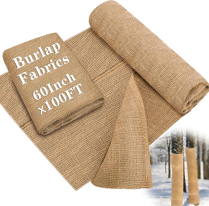 Buryeah 60 Inch x 100 ft Burlap Fabrics Roll Natural Jute Burlap Tree Wraps - Image 8