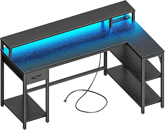 SUPERJARE 53 inch Reversible L Shaped Desk by SUPERJARE