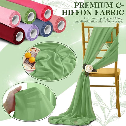 Horbaunal Dusty Sage Chiffon Fabric by The Yard, 1 Yard Continuous Sheer Fabric - Image 5