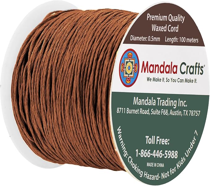 Mandala Crafts 0.5mm 109 Yards Russet Brown Cotton Waxed Cord - Image 2