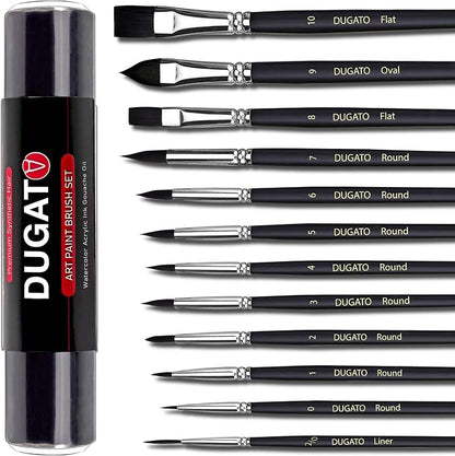 Watercolor Brushes Professional, DUGATO 12pc Artist Paint Brush Set by DUGATO