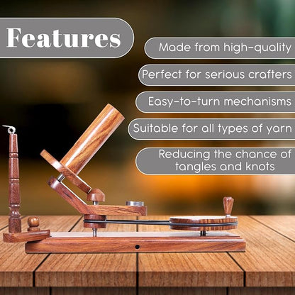 Large Handcrafted Wooden Yarn Winder & Swift – Rosewood Brown Ball Winder - Image 5