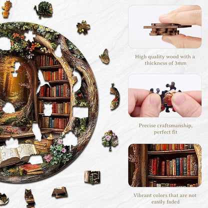 KAAYEE Wooden Puzzles for Adults, Tree House Library Wooden Jigsaw Puzzle - Image 2