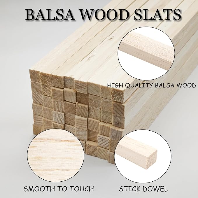 60pcs Dowel Rods 3/8 x 3/8 x 12 inch, Square Wood - Image 3