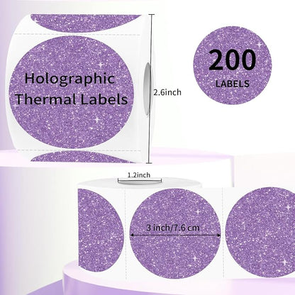 3" Circle Holographic Thermal Labels Stickers, Round Direct Thermal Label - Image 2