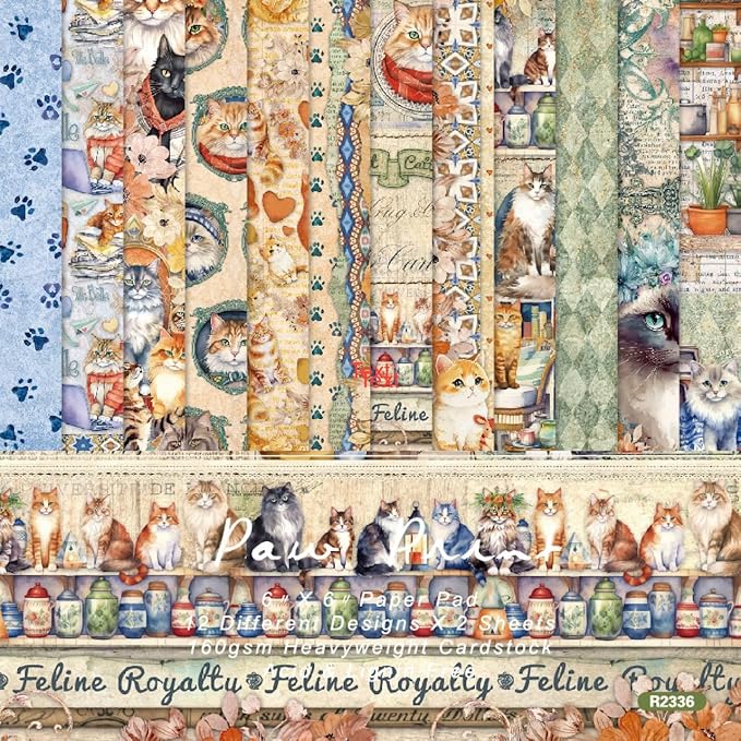 24 Sheets Kitten Decorative Scrapbooking Paper Pad 6x6 Craft Paper Single-Side by SXUSALLC