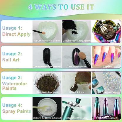 Matio Chameleon Mica Powder, 10 * 5g White Chrome Powder, Pearlescent Effect - Image 6