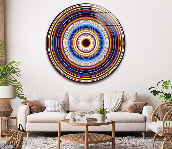 My Photostation.com 10'' Diameter Colorful Concentric Circles Round Glass Wall - Image 3