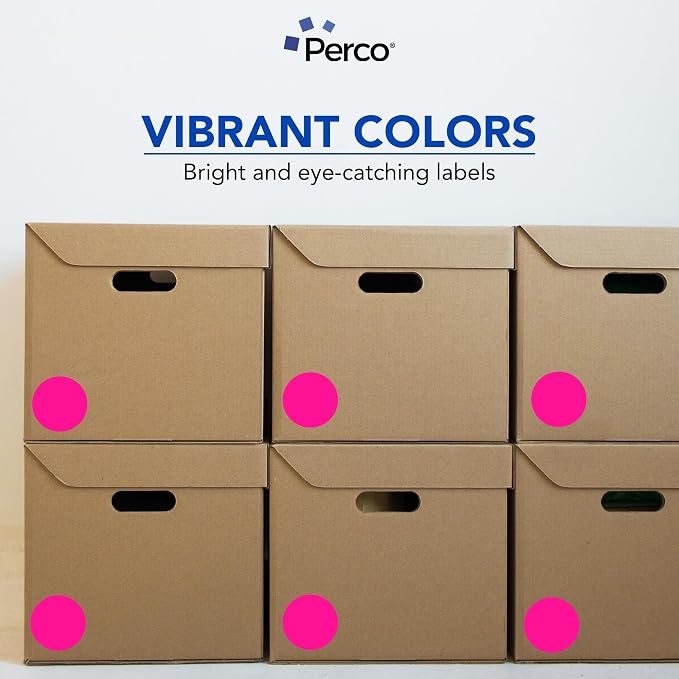 Perco Fluorescent Pink 3-Inch Round Circle Dot Sticker Labels - Image 7
