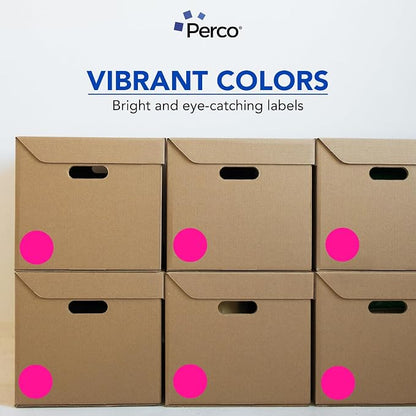 Perco Fluorescent Pink 3-Inch Perforated Circle Dot Sticker Labels — 10 Rolls - Image 7