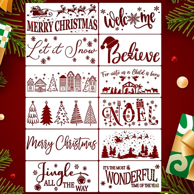 Christmas Stencils for Crafts Reusable Christmas Doormat Stencils Xmas Holiday by SUNVERSE