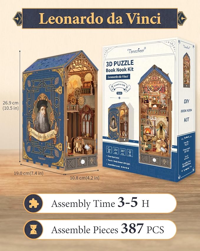 Tonecheer DIY Book Nook Kit for Adults, 3D Puzzle Wooden Miniature House Kit - Image 4