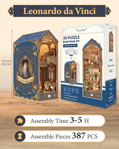 Tonecheer DIY Book Nook Kit for Adults, 3D Puzzle Wooden Miniature House Kit - Image 4