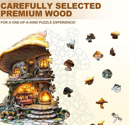 Wooden Puzzles for Adults, Mushroom House Puzzles, Wood Adult Puzzle, Birthday - Image 3