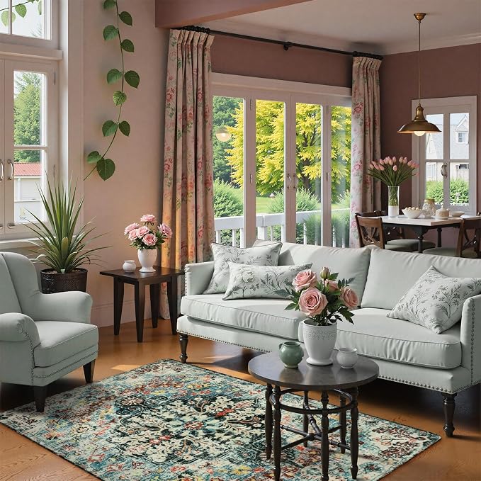 Lahome Bohemian Floral Medallion Area Rug - Image 3