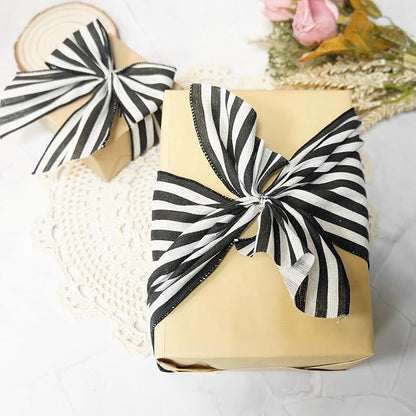 CT CRAFT LLC Striped Canvas Cotton Ribbon 6" x 10 Yards Ivory/Black Stripes - Image 5