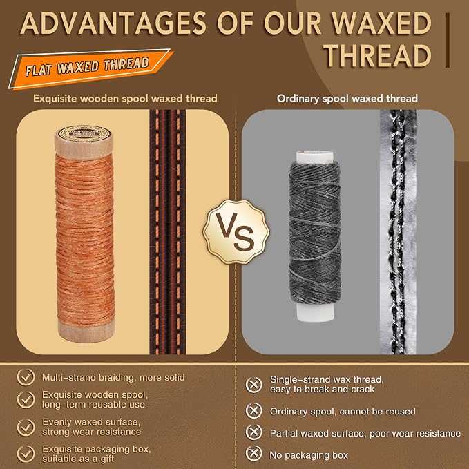 12 Colors Waxed Thread for Leather Sewing, 660 Yards Flat Leather Sewing Thread - Image 4