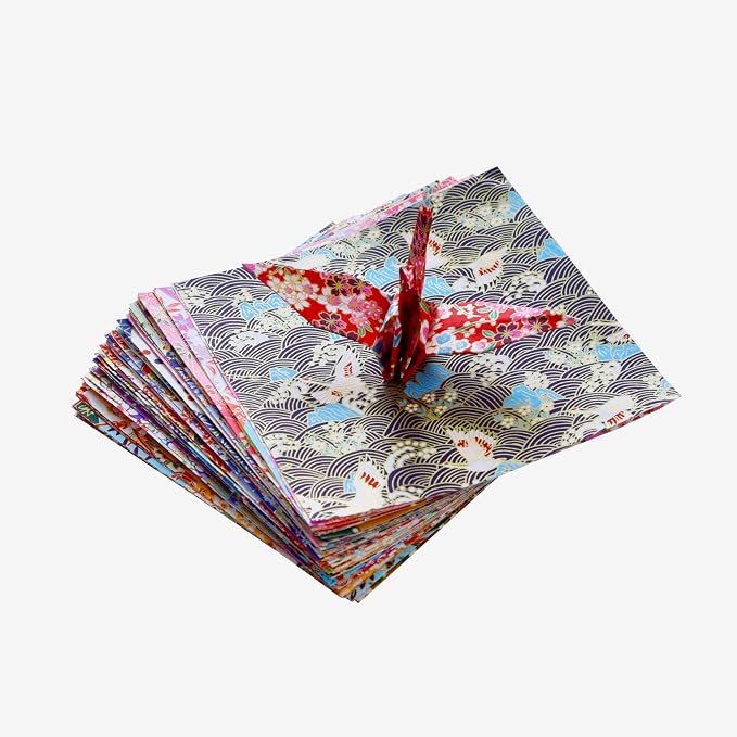 50 Origami Paper Yuzen Washi Paper Different Patterns Japanese Print 6x6 inches - Image 3