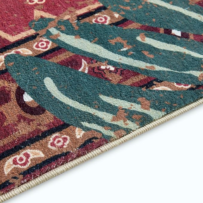 Tribal Rugs Summer Tropical 6x9 Area Rugs Wine Red Traditional Boho Vintage - Image 5