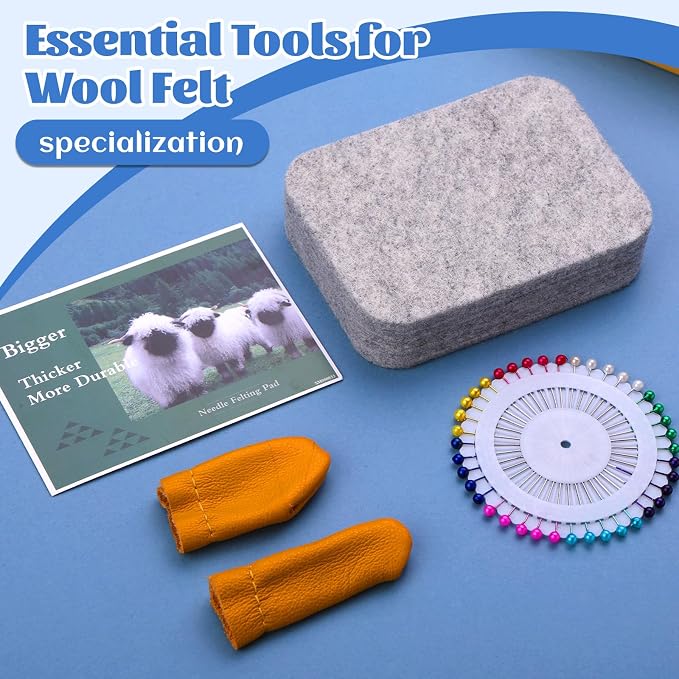 Needle Felting Mat, Needle Felting Tools, 4.6x3.3x1 inch Natural Felting Wool - Image 6